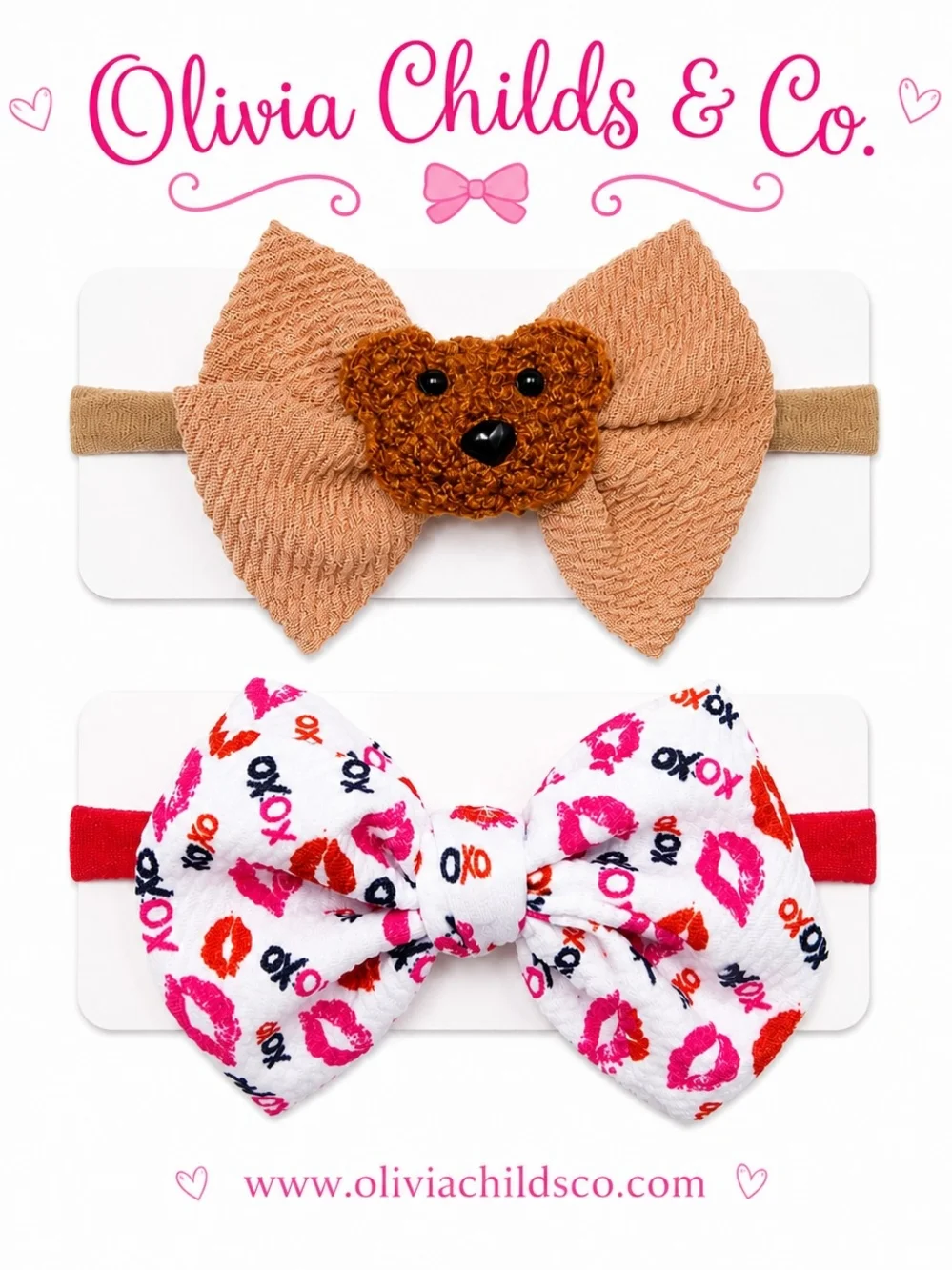 New w/o Tags Infant/Baby Headbands Handmade- Teddy Bear, XOXO
